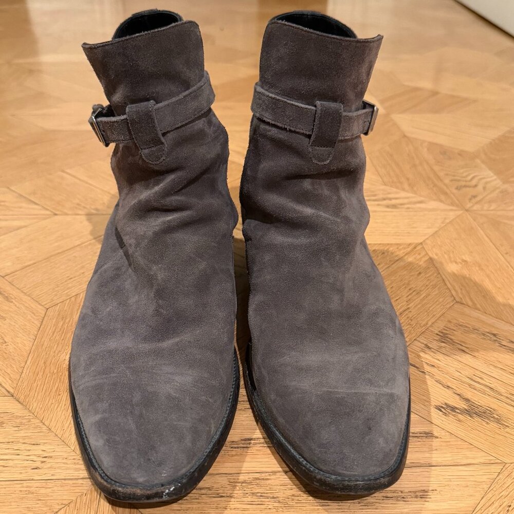 Saint Laurent Gray Suede Wyatt Jodhpur Boots SZ 42/US 9
